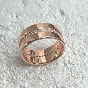 Elegant Rose Gold Band Ring with Cubic Zirconias Fashion Ring